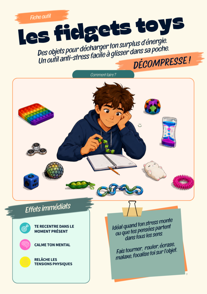 Fiche outil Fidgets toys : des objets à manipuler pour décharger ton énergie et te recentrer